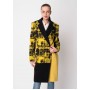 Vlnený žltý kabát Colorblock